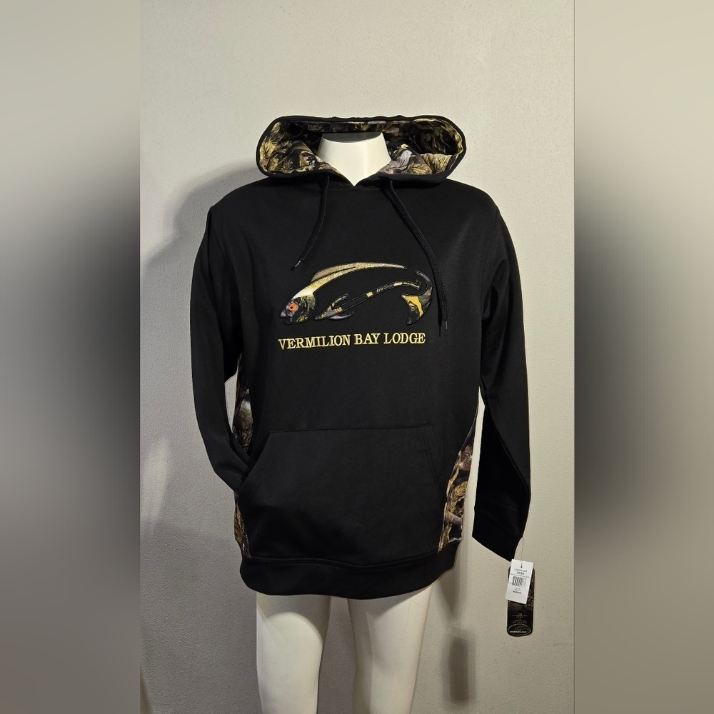 NWT Fishouflage Black Hoodie Men's Size Medium